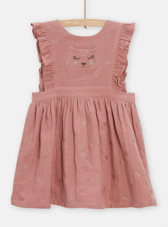 Rosa Kleid mit Palmenprint für Baby-Mädchen TICRIROB2 / 24SG09L3ROB312